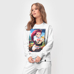 Костюм хлопковый женский Джесси и Мяут на пикнике, цвет: белый — фото 2