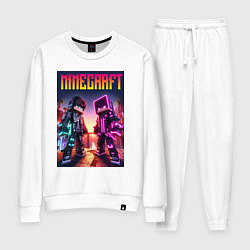 Костюм хлопковый женский Minecraft - neon fantasy ai art, цвет: белый