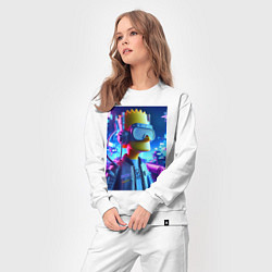 Костюм хлопковый женский Cyber Bart - ai art neon, цвет: белый — фото 2