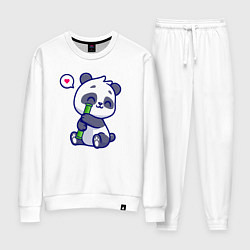 Костюм хлопковый женский Lovely panda, цвет: белый