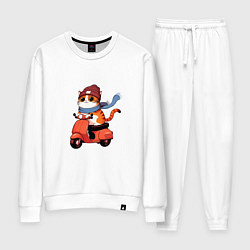 Женский костюм Кот в шапке на скутере