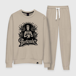 Костюм хлопковый женский Бармен орнамент, цвет: миндальный