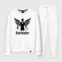 Костюм хлопковый женский Бармен с крыльями, цвет: белый