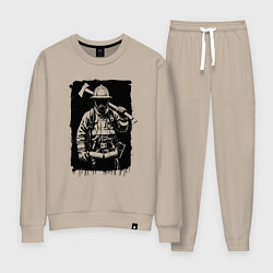 Костюм хлопковый женский Пожарный с топором, цвет: миндальный