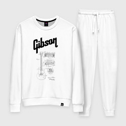 Костюм хлопковый женский Гитара Gibson чертеж, цвет: белый
