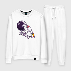 Костюм хлопковый женский Супер космонавт в полёте, цвет: белый