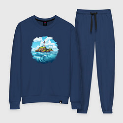 Костюм хлопковый женский Маяк на острове, цвет: тёмно-синий