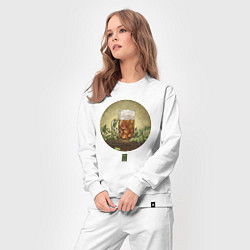 Костюм хлопковый женский Кружка пива в круге и хмель акварель, цвет: белый — фото 2
