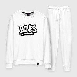Костюм хлопковый женский Bones белый логотип, цвет: белый