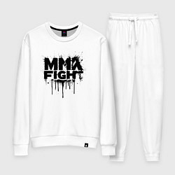 Костюм хлопковый женский MMA боец черной краской, цвет: белый