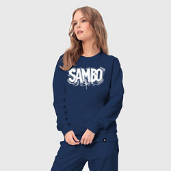 Костюм хлопковый женский Самбо белый лого, цвет: тёмно-синий — фото 2