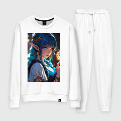 Костюм хлопковый женский Прекрасная эльфийка-маг с шаром огня, цвет: белый