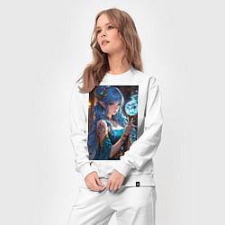 Костюм хлопковый женский Прекрасная эльийка-маг с посохом, цвет: белый — фото 2