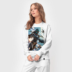 Костюм хлопковый женский Девушка-мандалорец летит в космосе, цвет: белый — фото 2