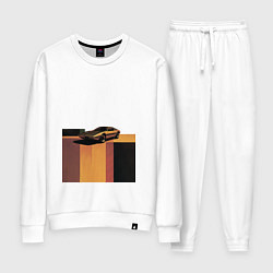 Костюм хлопковый женский Ретрофутуризм спорткар поп-арт 1970-е, цвет: белый