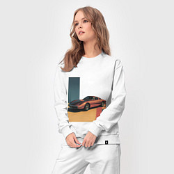 Костюм хлопковый женский Ретрофутуризм спорткар поп-арт 1970-е, цвет: белый — фото 2