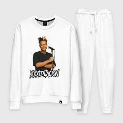 Костюм хлопковый женский XXXTentacion довольный у микрофона, цвет: белый