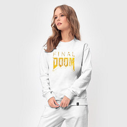 Костюм хлопковый женский Doom final gold logo, цвет: белый — фото 2