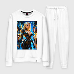 Костюм хлопковый женский Черная Канарейка на улице, цвет: белый