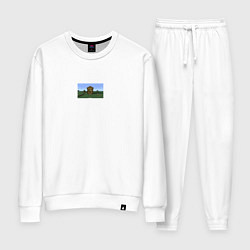 Костюм хлопковый женский Да ты че мем майнкрафт, цвет: белый