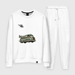 Костюм хлопковый женский Ретрофутуристический летающий грузовик Хлеб, цвет: белый