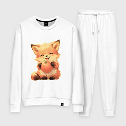 Костюм хлопковый женский Счастливый лисёнок с апельсином, цвет: белый