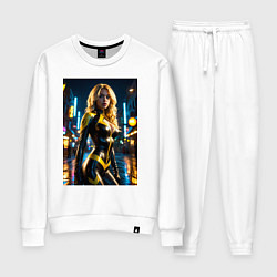 Костюм хлопковый женский Черная Канарейка на улице города, цвет: белый