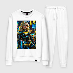 Костюм хлопковый женский Черная Канарейка на улице города, цвет: белый