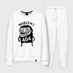 Костюм хлопковый женский Тролль хакер - ошибка 404, цвет: белый