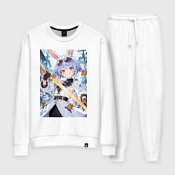 Костюм хлопковый женский Девушка-кролик в плаще и с мечем, цвет: белый