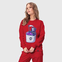 Костюм хлопковый женский Ванна смерти, цвет: красный — фото 2