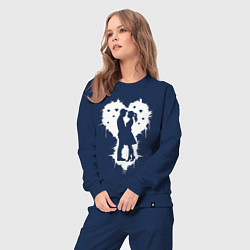 Костюм хлопковый женский Объятия в сердце, цвет: тёмно-синий — фото 2