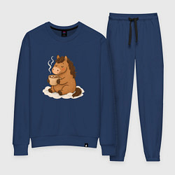 Костюм хлопковый женский Лошадка пьет какао, цвет: тёмно-синий