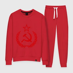 Костюм хлопковый женский СССР герб, цвет: красный