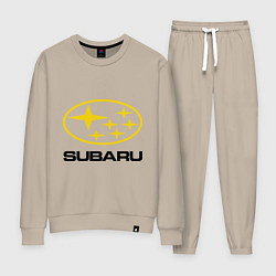 Костюм хлопковый женский Subaru Logo, цвет: миндальный