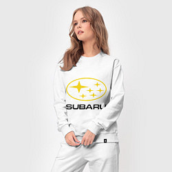 Костюм хлопковый женский Subaru Logo, цвет: белый — фото 2