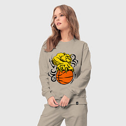 Костюм хлопковый женский Тигр с мячом, цвет: миндальный — фото 2