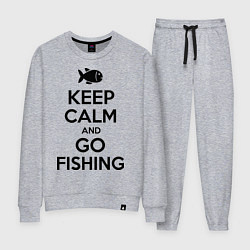 Костюм хлопковый женский Keep Calm & Go fishing, цвет: меланж