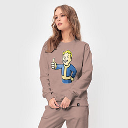 Костюм хлопковый женский Fallout vault boy, цвет: пыльно-розовый — фото 2