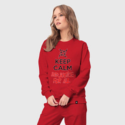 Костюм хлопковый женский Keep Calm & Justice For All, цвет: красный — фото 2