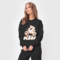 Костюм хлопковый женский KTM белый, цвет: черный — фото 2