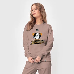 Костюм хлопковый женский NHL: Anaheim Ducks, цвет: пыльно-розовый — фото 2