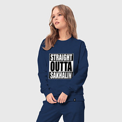 Костюм хлопковый женский Straight Outta Sakhalin, цвет: тёмно-синий — фото 2