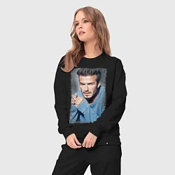 Костюм хлопковый женский David Beckham: Portrait, цвет: черный — фото 2