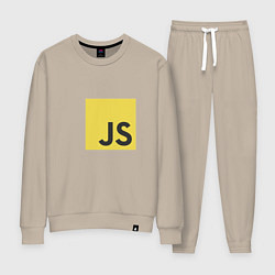 Костюм хлопковый женский JS return true; (black), цвет: миндальный