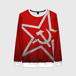 Свитшот женский Флаг СССР: Серп и Молот, цвет: 3D-белый