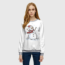 Свитшот женский Снеговик, цвет: 3D-меланж — фото 2