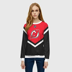 Свитшот женский NHL: New Jersey Devils, цвет: 3D-белый — фото 2