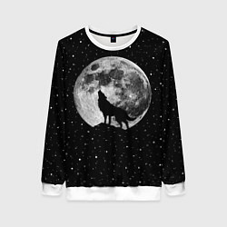 Свитшот женский Лунный волк, цвет: 3D-белый