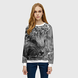 Свитшот женский Взгляд ёжика, цвет: 3D-белый — фото 2